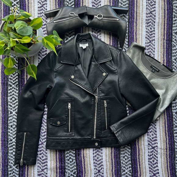 TOPSHOP Faux Leather Biker Jacket - Picture 1 of 13
